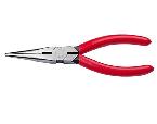 Japanese type long nose plier black nickel plated with red pvc insulated handle