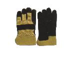 Black cow split leather glove,patched palm