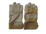 Cow grain leather glove,yellow cotton back & rubberized cuff