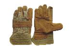 Golden cow split leather glove,reinforced palm