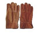 Brown cow split lealther driver glove,straight thumb