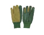 Full PVC impregnated glove,green palm & yellow back,knit wrist