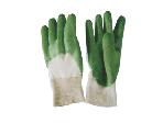 Green latex coated glove,cotton jersey lined