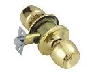 KNOB TUBULAR CYLINDER DOOR LOCK BRASS POLISHED FINISH