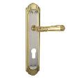 Door lock handle iron aluminium large model silk golden finish