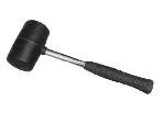 BLACK RUBBER HAMMER WITH TUBULAR STEEL HANDLE.