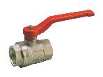 Brass ball valve with red color iron handle